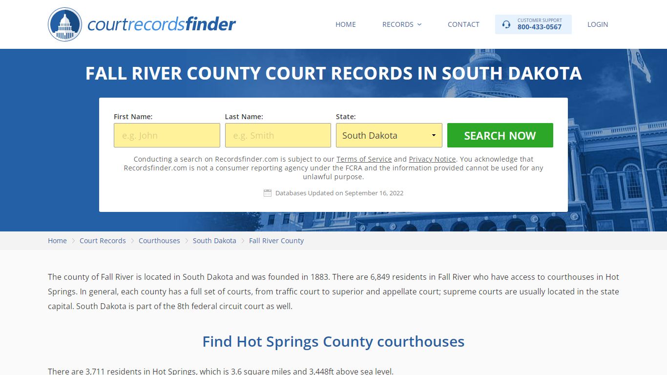 Fall River County, SD Court Records - Find Fall River Courthouses